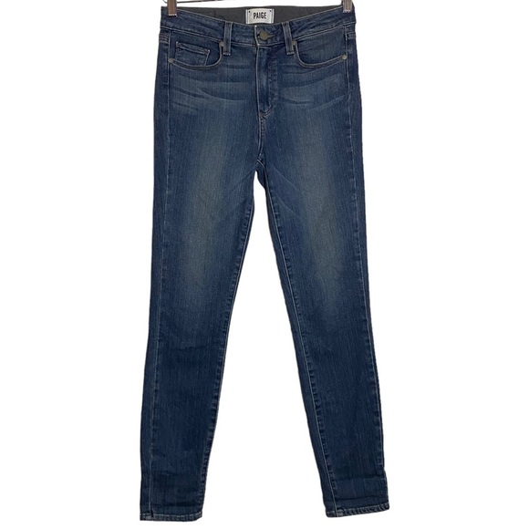 Paige Hoxton Ankle High Rise Cropped Medium Blue Wash Jeans Stretch 27 - Picture 1 of 16